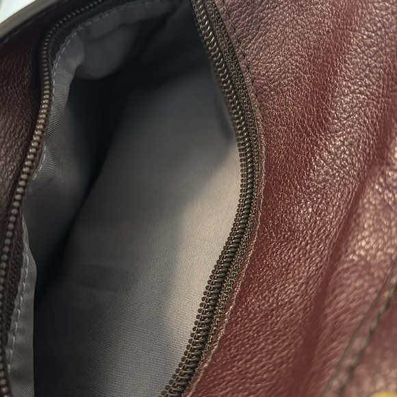 VTG Fossil Bordeaux Talia Hobo bag or crossbody suede & pebbled leather studded - Picture 10 of 16